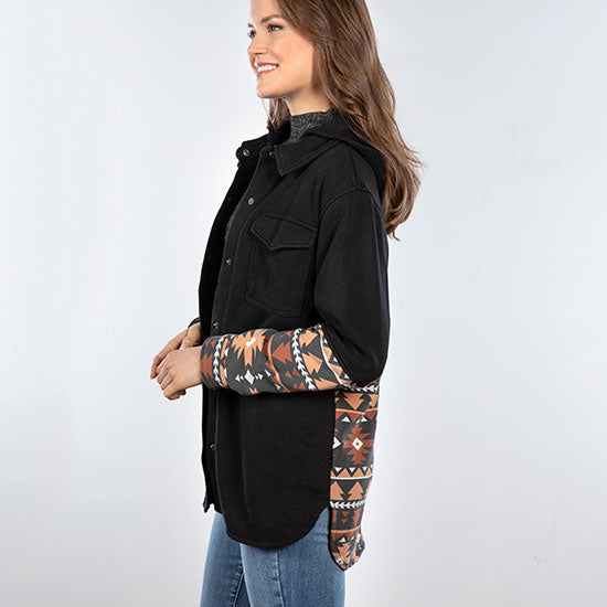 Rock & Roll Denim Black Aztec Shacket