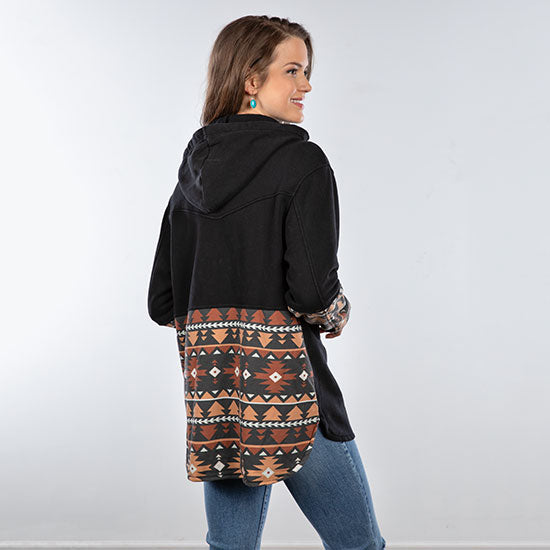 Rock & Roll Denim Black Aztec Shacket