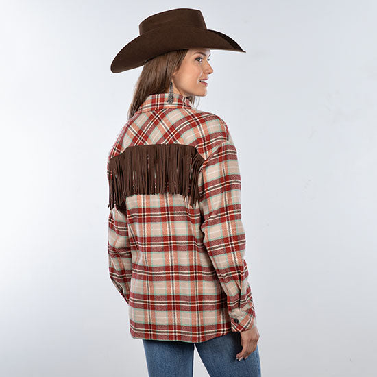 Rock & Roll Denim Rust Fringe Shacket