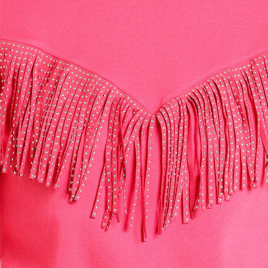 Rock & Roll Denim Pink Fringe Pullover