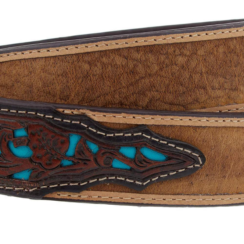 Gem Dandy Accessories Roper Men's Belt with Turquoise Inlay Tabs