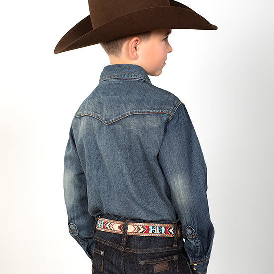 Wrangler Boy's Cowboy Cut Long Sleeve Denim Snap Shirt