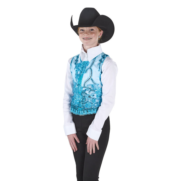 Royal  Highness Girl's Turquoise Lace Sequin Show Vest