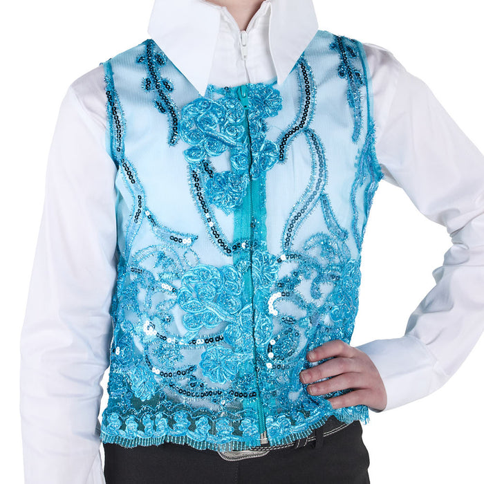 Royal  Highness Girl's Turquoise Lace Sequin Show Vest