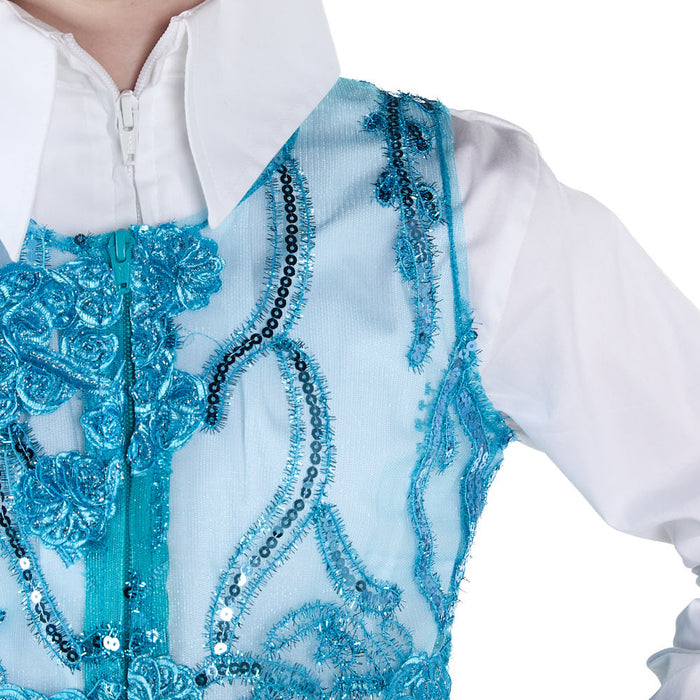 Royal  Highness Girl's Turquoise Lace Sequin Show Vest