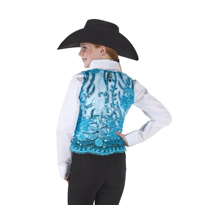 Royal  Highness Girl's Turquoise Lace Sequin Show Vest