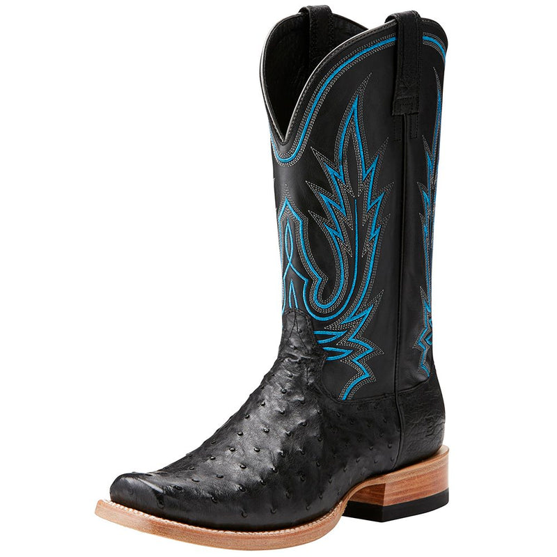 Men's Black Full Quill Ostrich-13in Deputy Top Boots