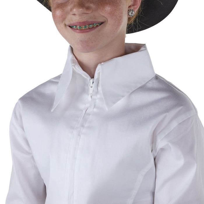 Royal  Highness Girl's White Zip Front Competition Top