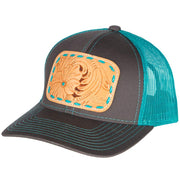 Mcintire Saddlery Women's Teal Cap w/Turquoise Lace Natural Patch