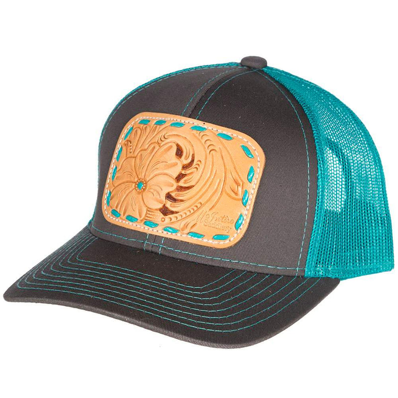 Mcintire Saddlery Women's Teal Cap w/Turquoise Lace Natural Patch