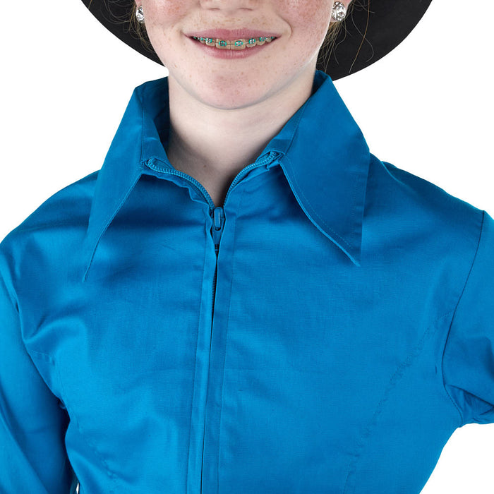 Royal  Highness Girl's Turquoise Zip Front Competition Top