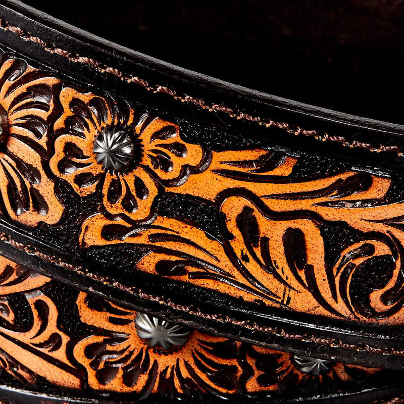 Gem Dandy Accessories Women's Brown Flower Tooled Belt