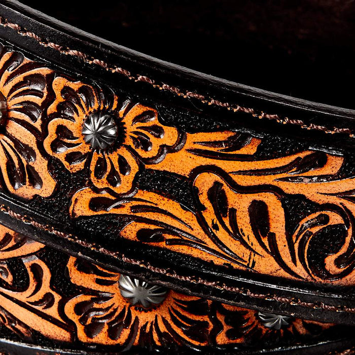 Gem Dandy Accessories Women's Brown Flower Tooled Belt