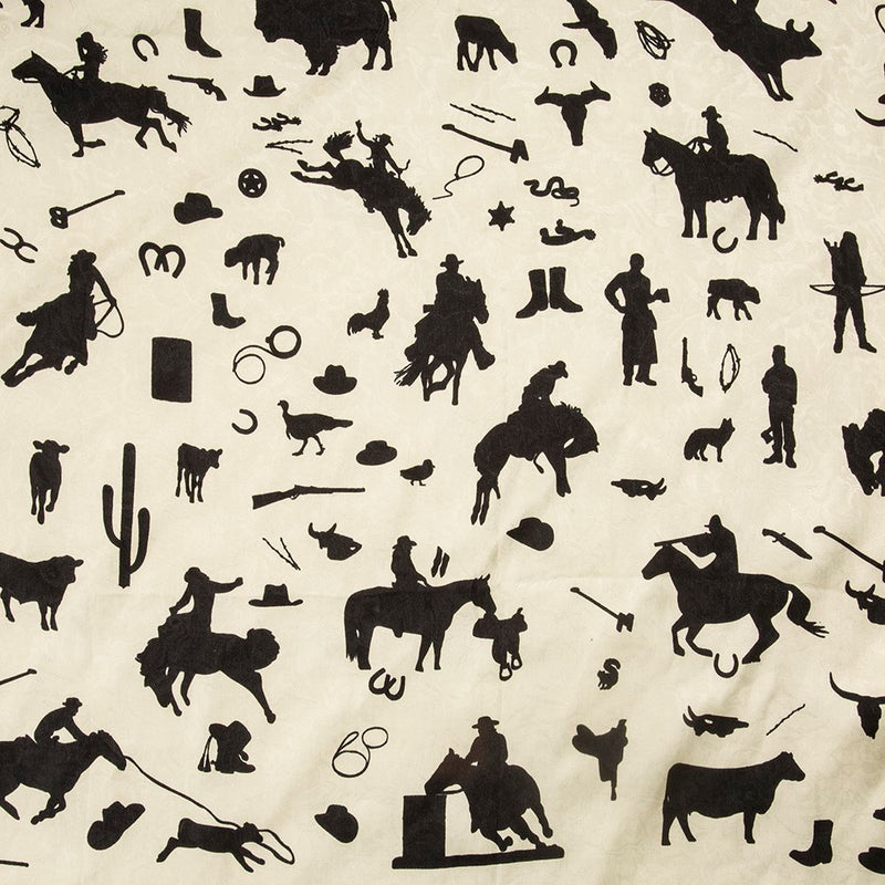 Men's Ivory Cowboy Silhouettes Wild Rag