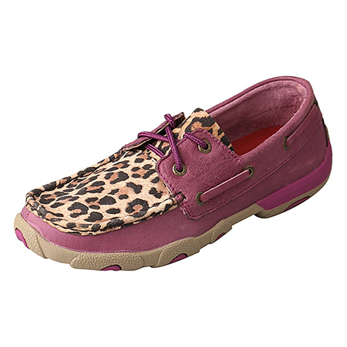 Ladies Purple Leopard Bomber Boat Shoe