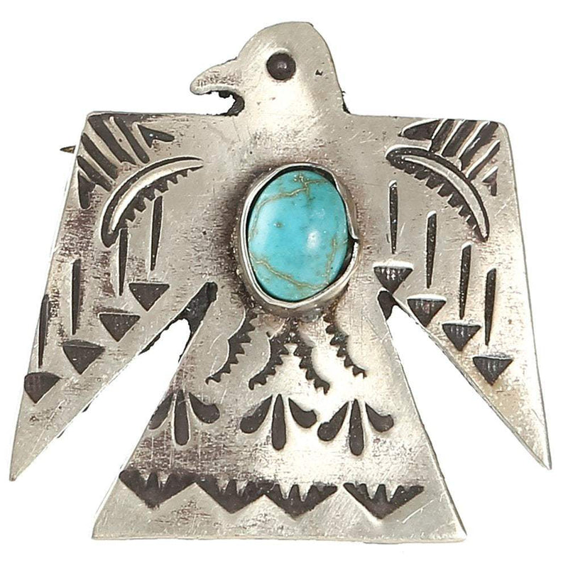 J Alexander Rustic Silver Women's Thunderbird Pin w/Turquoise