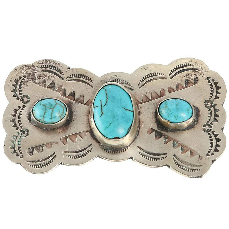 J Alexander Rustic Silver Mariposa Pin With Turquoise