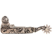 Ladies Spur With Silver and Black Engraved Band