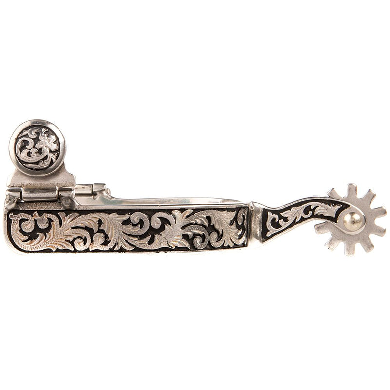 Ladies Spur With Silver and Black Engraved Band