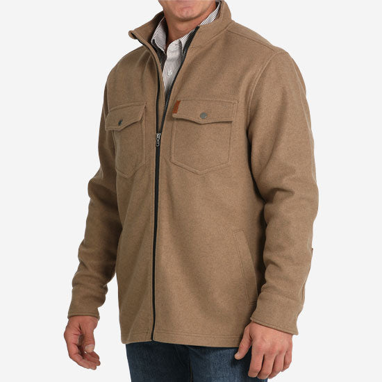 Cinch Men's Khaki Brushed Knit Shirt Jacket