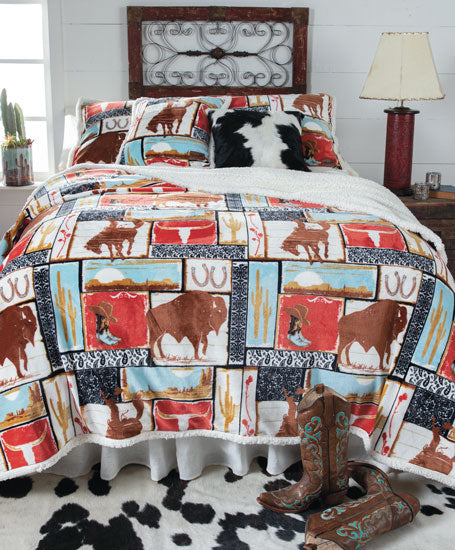 Carstens Vintage Western Sherpa Fleece Comforter Set by Wrangler