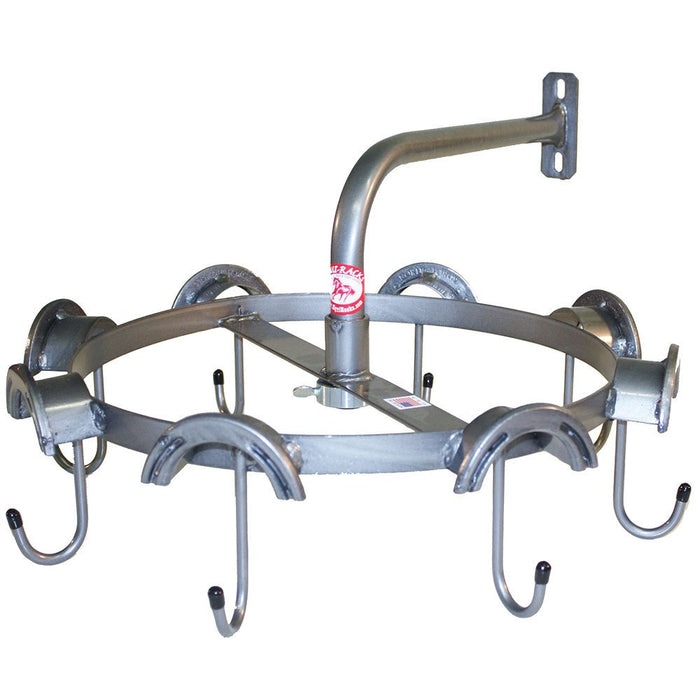 8 Rounded Top and 8 J Hooks Rotary Headstall Rack