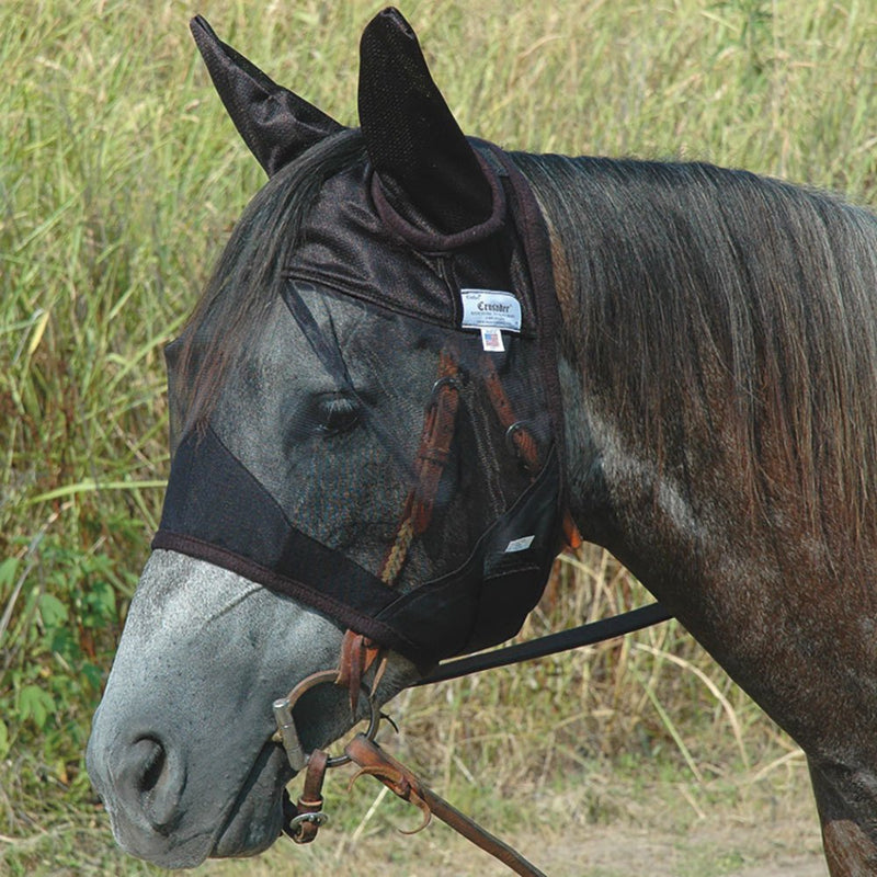 Quiet Ride Black Horse Fly Mask with Ears