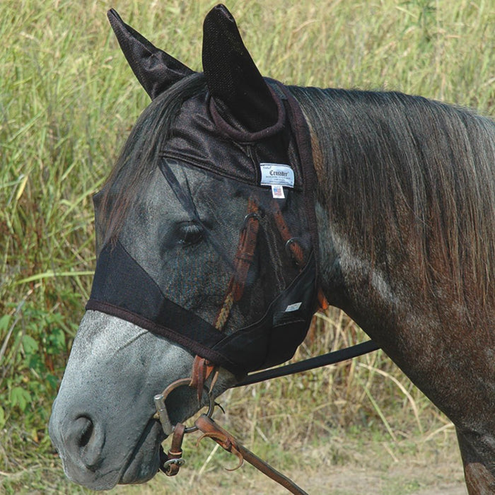 Quiet Ride Black Horse Fly Mask with Ears