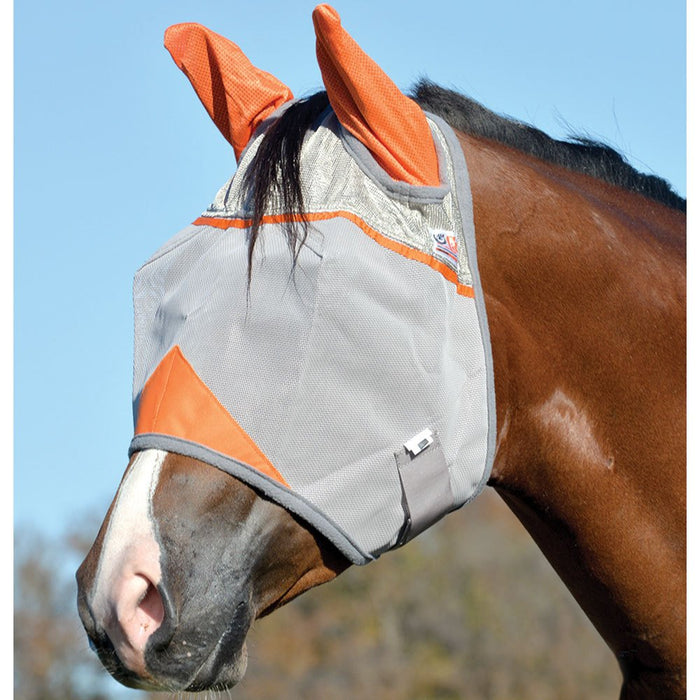 Animal Rescue Crusader Orange Horse Fly Mask with Ears