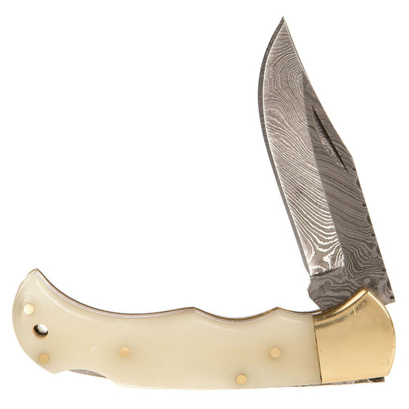 Damascus Camel Bone Lockback