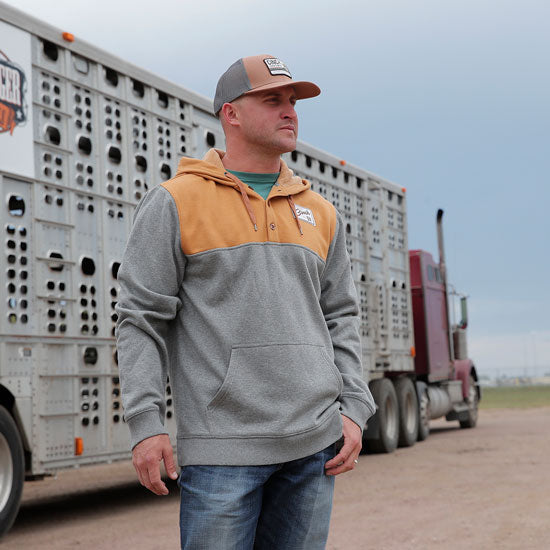 Cinch Men's Grey and Brown Hoodie
