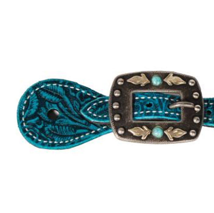 Professionals Choice Ladies/Youth Aqua Floral Spur Straps