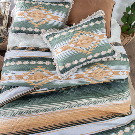 Greenland Home Fashions Zuma Southwest Ruffle Quilt Set