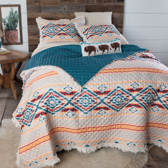 Greenland Home Fashions Sundance Southwest Ruffle Quilt Set