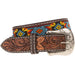 Men's Beaded Floral Tooled Belt