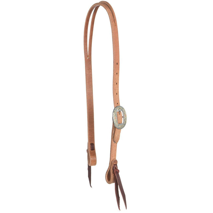 TLC Collection 3/4" Harness Rough out Slit Ear Headstall with Exclusive Floral Cart Buckle
