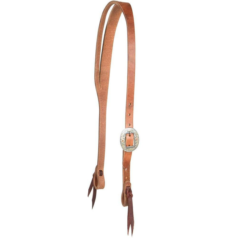 NRS Tack TLC Series Natural Harness Slit Ear Headstall with a Floral Cart Buckle