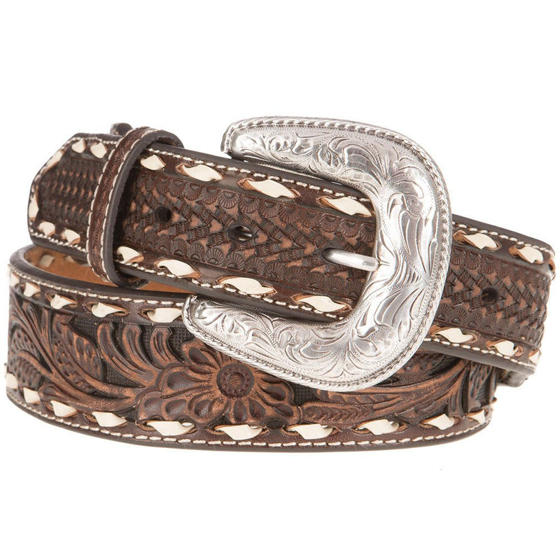 Men's Brown Floral Belt