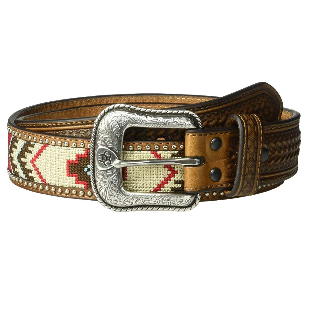 Men's Aztec Beaded Belt | Order a Brown Aztec Leather Belt Online - NRS