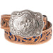 Boys Brown Belt With Blue Inlay Scroll