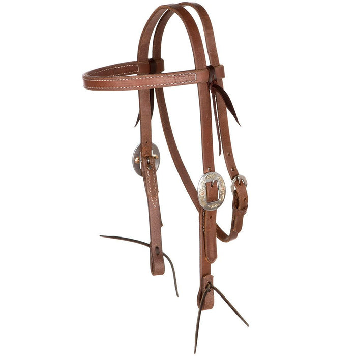 TLC Series Oiled Browband Headstall with Floral Cart Buckles