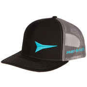 Mens Black Cap With Turquoise Logo