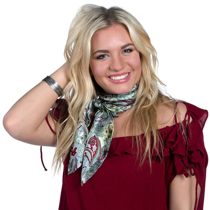 Ladies Paisley Mint Madness/Maroon Sage Wild Rag