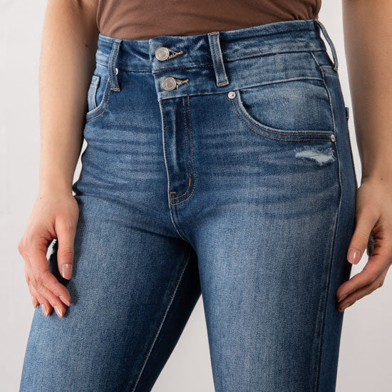 Kancan High Rise Distressed Bootcut Jeans