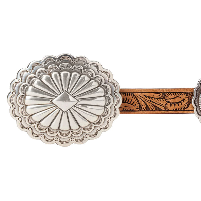 Gem Dandy Accessories Women's Tooled Leather Concho Belt
