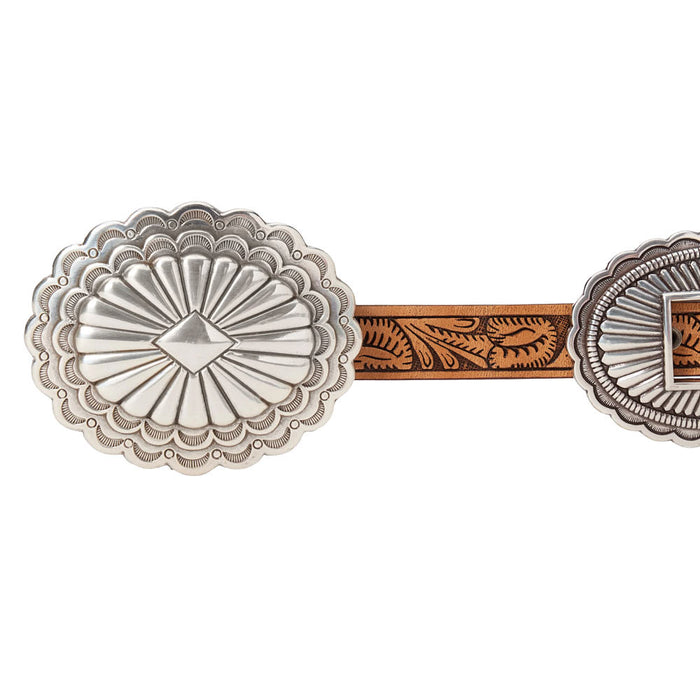 Gem Dandy Accessories Women's Tooled Leather Concho Belt