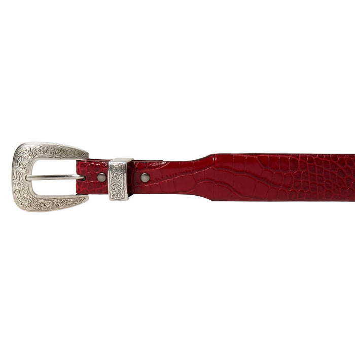 Gem Dandy Accessories Women's Red Italian Leather Croc Belt