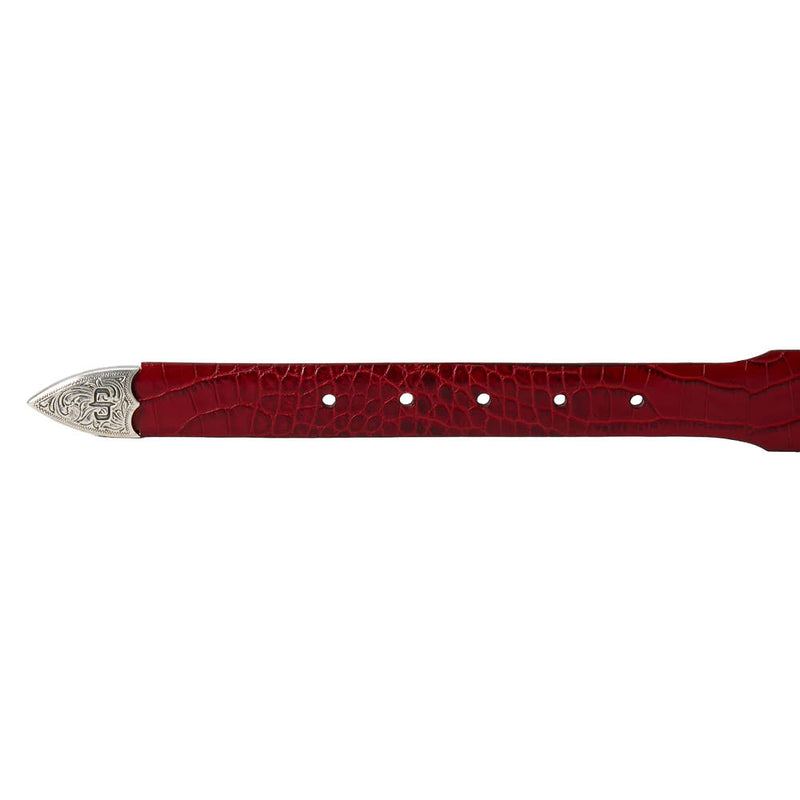 Gem Dandy Accessories Women's Red Italian Leather Croc Belt
