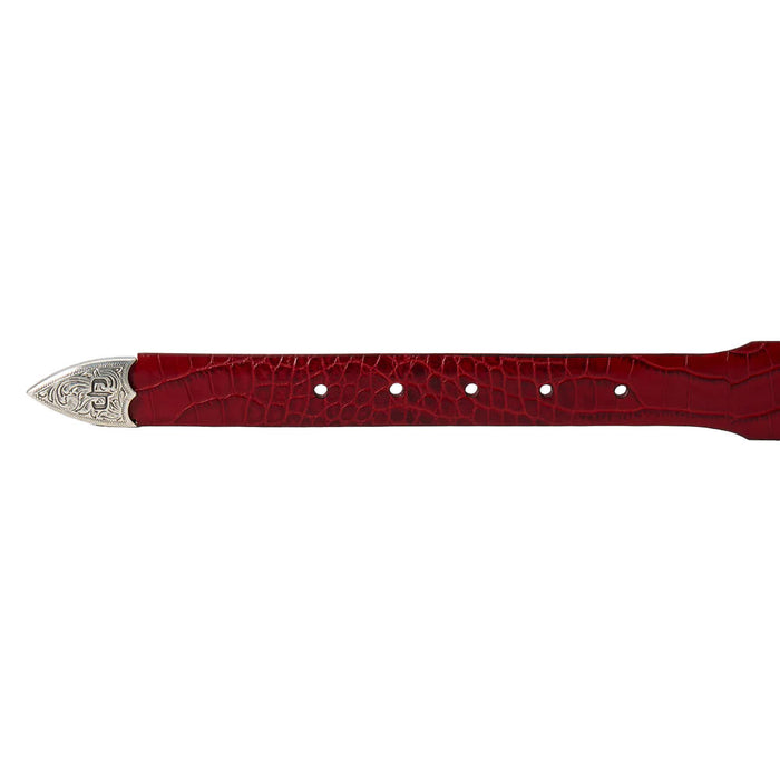 Gem Dandy Accessories Women's Red Italian Leather Croc Belt