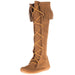 Women's Front Lace Knee High Dusty Brown Boots
